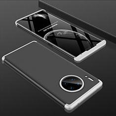 Hard Rigid Plastic Matte Finish Front and Back Cover Case 360 Degrees P01 for Huawei Mate 30 Pro Silver and Black