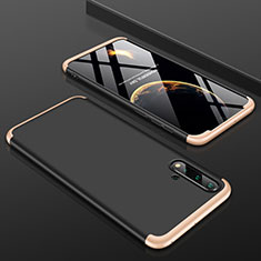 Hard Rigid Plastic Matte Finish Front and Back Cover Case 360 Degrees P01 for Huawei Nova 5 Pro Gold and Black