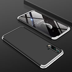 Hard Rigid Plastic Matte Finish Front and Back Cover Case 360 Degrees P01 for Huawei Nova 5 Pro Silver and Black