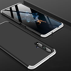Hard Rigid Plastic Matte Finish Front and Back Cover Case 360 Degrees P01 for Huawei Nova 5T Silver and Black