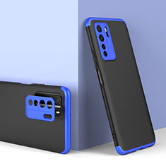 Hard Rigid Plastic Matte Finish Front and Back Cover Case 360 Degrees P01 for Huawei P40 Lite 5G Blue and Black