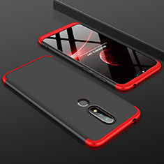 Hard Rigid Plastic Matte Finish Front and Back Cover Case 360 Degrees P01 for Nokia X6 Red and Black