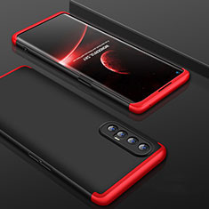 Hard Rigid Plastic Matte Finish Front and Back Cover Case 360 Degrees P01 for Oppo Find X2 Neo Red and Black