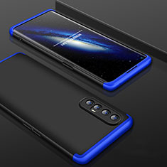 Hard Rigid Plastic Matte Finish Front and Back Cover Case 360 Degrees P01 for Oppo Reno3 Pro Blue and Black