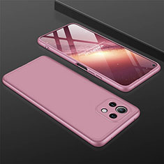 Hard Rigid Plastic Matte Finish Front and Back Cover Case 360 Degrees P01 for Xiaomi Mi 11 5G Rose Gold