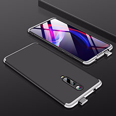 Hard Rigid Plastic Matte Finish Front and Back Cover Case 360 Degrees P01 for Xiaomi Mi 9T Silver and Black