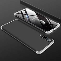 Hard Rigid Plastic Matte Finish Front and Back Cover Case 360 Degrees P01 for Xiaomi Mi A3 Silver and Black