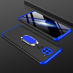 Hard Rigid Plastic Matte Finish Front and Back Cover Case 360 Degrees P01 for Xiaomi Redmi Note 9 Blue and Black