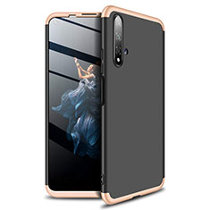Hard Rigid Plastic Matte Finish Front and Back Cover Case 360 Degrees P02 for Huawei Honor 20 Gold and Black