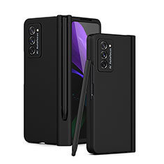 Hard Rigid Plastic Matte Finish Front and Back Cover Case 360 Degrees P02 for Samsung Galaxy Z Fold2 5G Black
