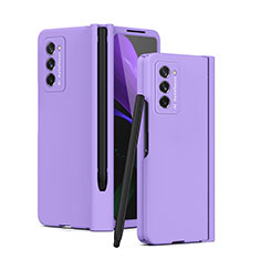 Hard Rigid Plastic Matte Finish Front and Back Cover Case 360 Degrees P02 for Samsung Galaxy Z Fold2 5G Purple