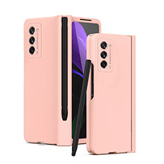 Hard Rigid Plastic Matte Finish Front and Back Cover Case 360 Degrees P02 for Samsung Galaxy Z Fold2 5G Rose Gold