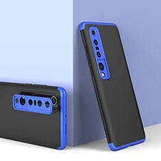 Hard Rigid Plastic Matte Finish Front and Back Cover Case 360 Degrees P02 for Xiaomi Mi 10 Pro Blue and Black