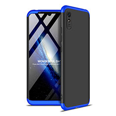 Hard Rigid Plastic Matte Finish Front and Back Cover Case 360 Degrees P02 for Xiaomi Redmi 9A Blue and Black