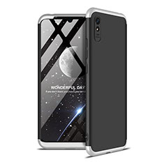 Hard Rigid Plastic Matte Finish Front and Back Cover Case 360 Degrees P02 for Xiaomi Redmi 9A Silver and Black