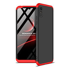Hard Rigid Plastic Matte Finish Front and Back Cover Case 360 Degrees P02 for Xiaomi Redmi 9AT Red and Black