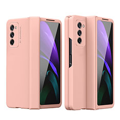Hard Rigid Plastic Matte Finish Front and Back Cover Case 360 Degrees P03 for Samsung Galaxy Z Fold2 5G Rose Gold