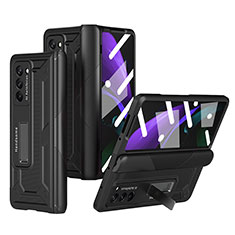 Hard Rigid Plastic Matte Finish Front and Back Cover Case 360 Degrees P06 for Samsung Galaxy Z Fold2 5G Black