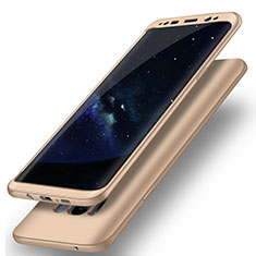 Hard Rigid Plastic Matte Finish Front and Back Cover Case 360 Degrees Q02 for Samsung Galaxy S8 Gold
