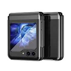 Hard Rigid Plastic Matte Finish Front and Back Cover Case 360 Degrees QH2 for Samsung Galaxy Z Flip5 5G Black