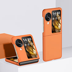 Hard Rigid Plastic Matte Finish Front and Back Cover Case 360 Degrees QH3 for Oppo Find N3 Flip 5G Orange
