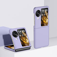 Hard Rigid Plastic Matte Finish Front and Back Cover Case 360 Degrees QH3 for Oppo Find N3 Flip 5G Purple