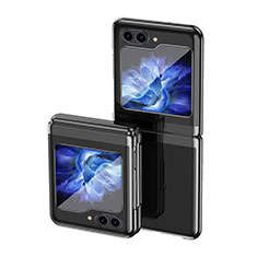 Hard Rigid Plastic Matte Finish Front and Back Cover Case 360 Degrees QH3 for Samsung Galaxy Z Flip5 5G Black