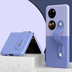 Hard Rigid Plastic Matte Finish Front and Back Cover Case 360 Degrees QH4 for Huawei P60 Pocket Purple