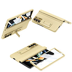Hard Rigid Plastic Matte Finish Front and Back Cover Case 360 Degrees QH5 for Samsung Galaxy Z Fold5 5G Gold