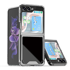 Hard Rigid Plastic Matte Finish Front and Back Cover Case 360 Degrees QW1 for Samsung Galaxy Z Flip5 5G Clear