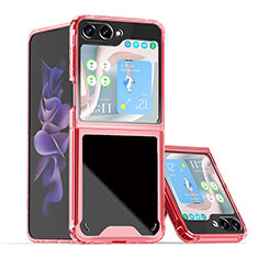 Hard Rigid Plastic Matte Finish Front and Back Cover Case 360 Degrees QW1 for Samsung Galaxy Z Flip5 5G Red