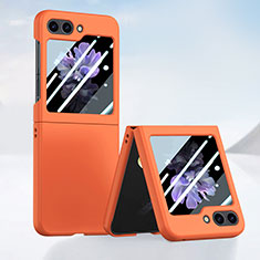 Hard Rigid Plastic Matte Finish Front and Back Cover Case 360 Degrees SD1 for Samsung Galaxy Z Flip5 5G Orange