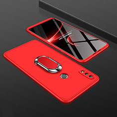 Hard Rigid Plastic Matte Finish Front and Back Cover Case 360 Degrees with Finger Ring Stand for Huawei Enjoy 9 Plus Red