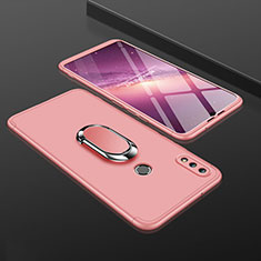 Hard Rigid Plastic Matte Finish Front and Back Cover Case 360 Degrees with Finger Ring Stand for Huawei Enjoy 9 Plus Rose Gold