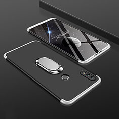Hard Rigid Plastic Matte Finish Front and Back Cover Case 360 Degrees with Finger Ring Stand for Huawei Enjoy 9 Plus Silver