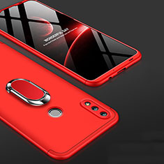 Hard Rigid Plastic Matte Finish Front and Back Cover Case 360 Degrees with Finger Ring Stand for Huawei Honor 10 Lite Red