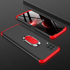 Hard Rigid Plastic Matte Finish Front and Back Cover Case 360 Degrees with Finger Ring Stand for Huawei Nova 7i Red and Black