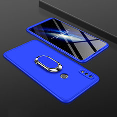 Hard Rigid Plastic Matte Finish Front and Back Cover Case 360 Degrees with Finger Ring Stand for Huawei Y9 (2019) Blue