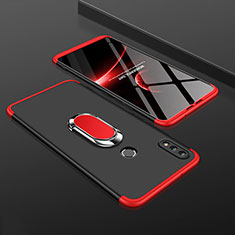 Hard Rigid Plastic Matte Finish Front and Back Cover Case 360 Degrees with Finger Ring Stand for Huawei Y9 (2019) Red and Black