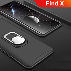 Hard Rigid Plastic Matte Finish Front and Back Cover Case 360 Degrees with Finger Ring Stand for Oppo Find X Black
