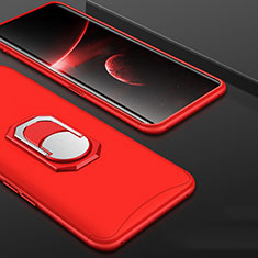 Hard Rigid Plastic Matte Finish Front and Back Cover Case 360 Degrees with Finger Ring Stand for Oppo Find X Super Flash Edition Red