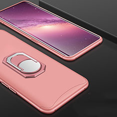 Hard Rigid Plastic Matte Finish Front and Back Cover Case 360 Degrees with Finger Ring Stand for Oppo Find X Super Flash Edition Rose Gold