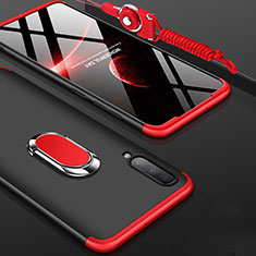 Hard Rigid Plastic Matte Finish Front and Back Cover Case 360 Degrees with Finger Ring Stand for Samsung Galaxy A90 5G Red and Black