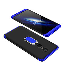 Hard Rigid Plastic Matte Finish Front and Back Cover Case 360 Degrees with Finger Ring Stand for Xiaomi Redmi 5 Plus Blue