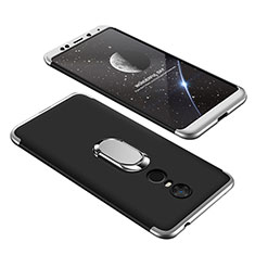 Hard Rigid Plastic Matte Finish Front and Back Cover Case 360 Degrees with Finger Ring Stand for Xiaomi Redmi Note 5 Indian Version Silver