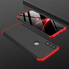 Hard Rigid Plastic Matte Finish Front and Back Cover Case 360 Degrees with Finger Ring Stand Q01 for Huawei Honor 10 Lite Red and Black