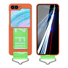 Hard Rigid Plastic Matte Finish Front and Back Cover Case 360 Degrees Z02L for Samsung Galaxy Z Flip5 5G Orange