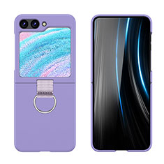 Hard Rigid Plastic Matte Finish Front and Back Cover Case 360 Degrees Z03L for Samsung Galaxy Z Flip5 5G Clove Purple