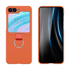 Hard Rigid Plastic Matte Finish Front and Back Cover Case 360 Degrees Z03L for Samsung Galaxy Z Flip5 5G Orange