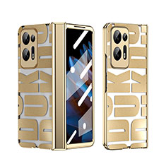 Hard Rigid Plastic Matte Finish Front and Back Cover Case 360 Degrees ZL1 for Oppo Find N2 5G Gold